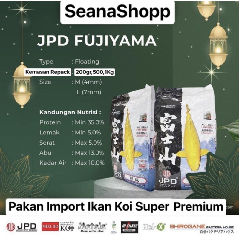 Pelet JPD FUJIYAMA Pakan Ikan Koi Extra Vitamin C High Protein 1Kg Import Super Premium