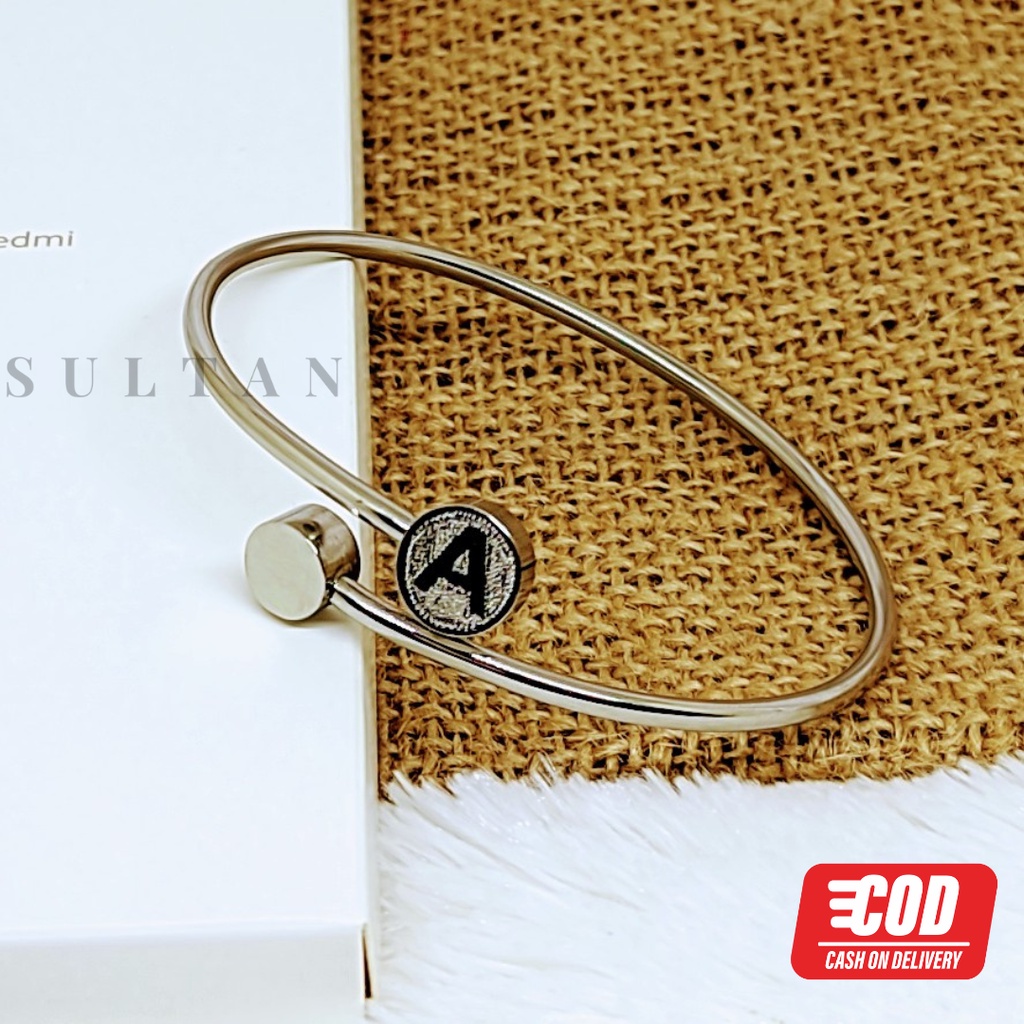 Gelang Monel Original Gelang Pereda Demam Gelang Inisial A - Z Monel Japan stainless Anti Karat Selamanya