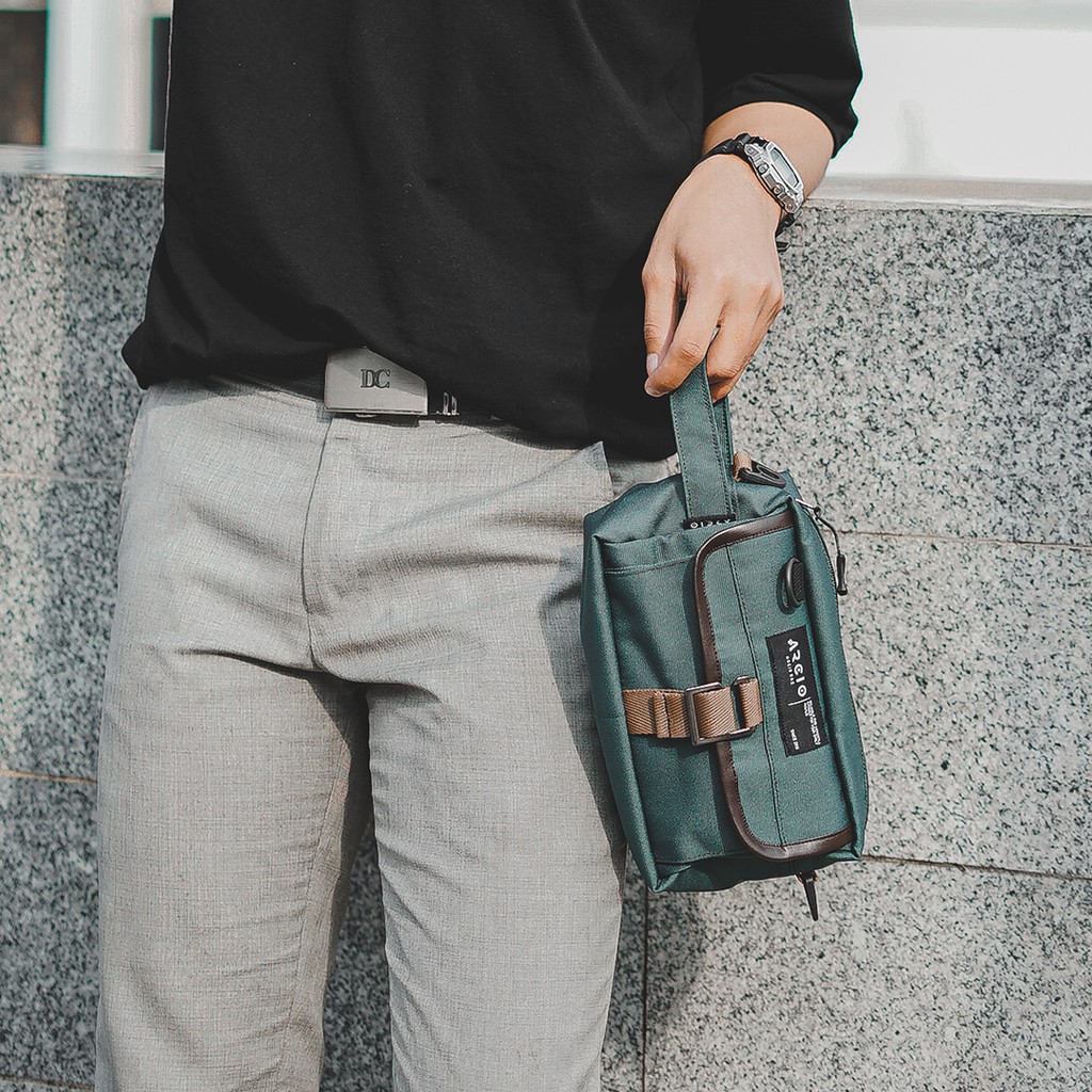 Lito Green | Tas Slempang Pouch Ori Pinggang Bahu Multifungsi Sling Pria Waistbag | FORIND x Arcio