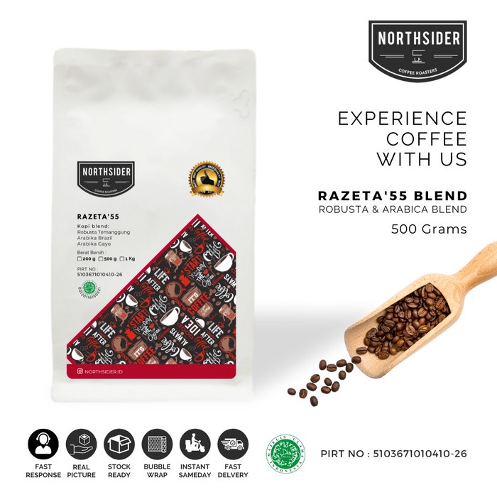 

Kopi-Biji- Biji Kopi Susu Razeta'55 Blend - 500Gr Northsider Coffee - Biji Kopi -Biji-Kopi 750