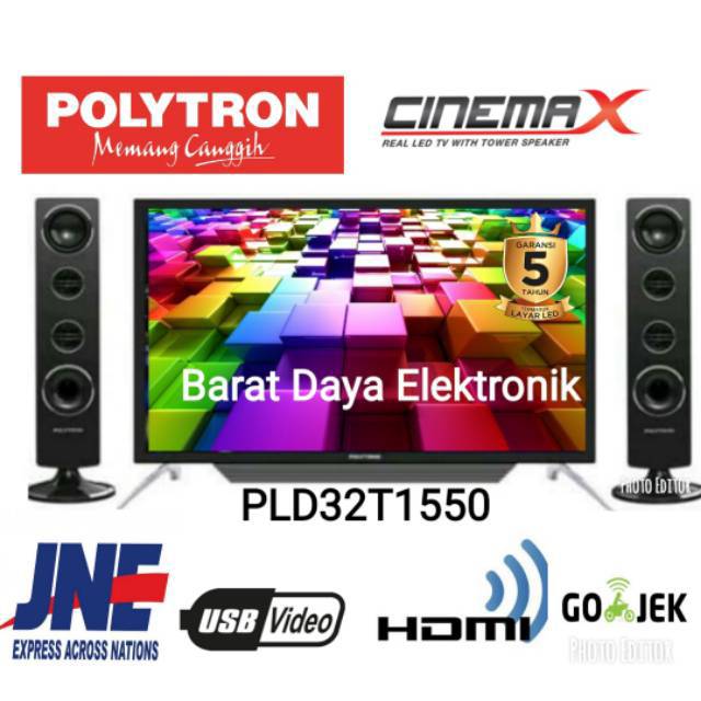 LED POLYTRON DIGITAL TV 32 Inch HD - PLD32TV1555 +Speaker Tower LED TV DIGITAL