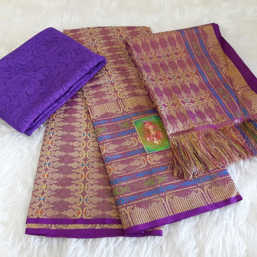 Setelan kain songket palembang isi selendang dan kain brokat lembaran