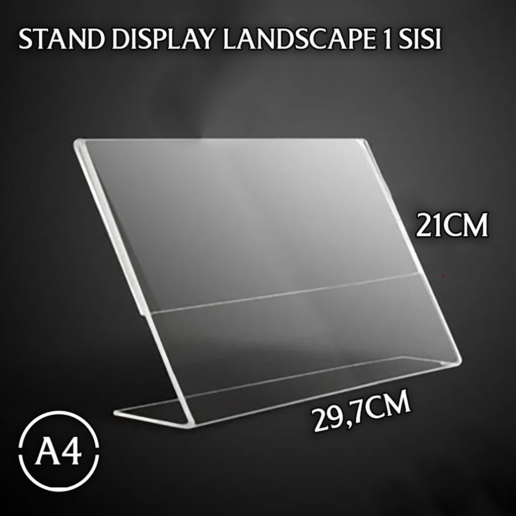 

Tent Card Acrylic Display A4 Landscape / Stand Akrilik Tent Holder Brosur 1 Sisi / Tempat Brosur