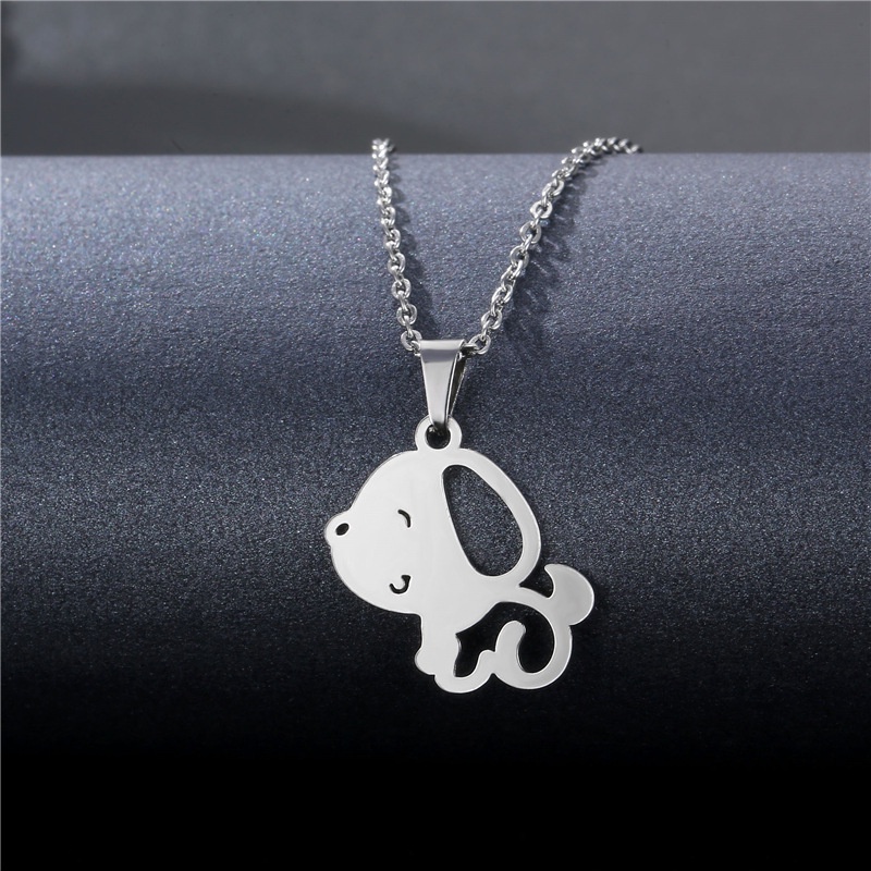 Stainless steel anjing kalung lucu gadis Jepang klavikula rantai tren kartun anjing kalung baru perh