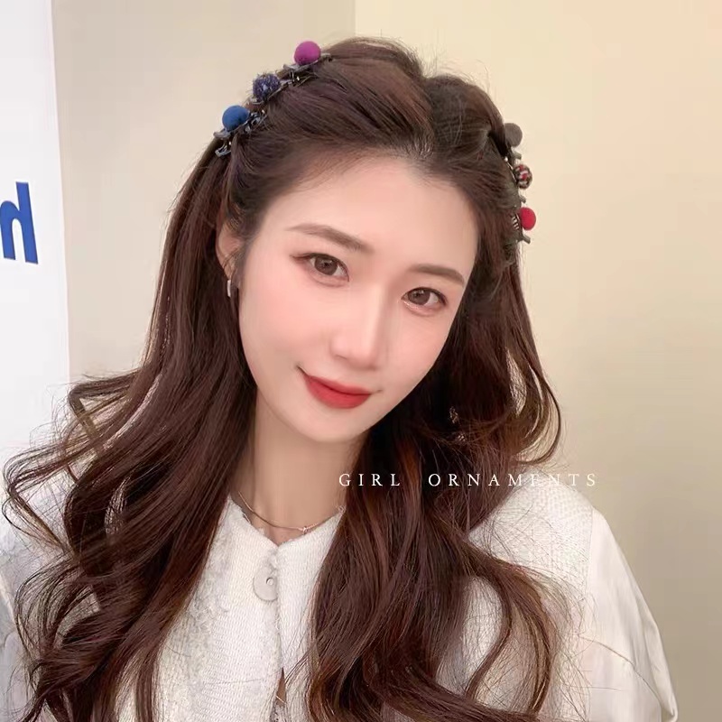 (Hello Girl)F20 Jepit Rambut Kepang Jepit Ganda Unik Wanita Korea Import