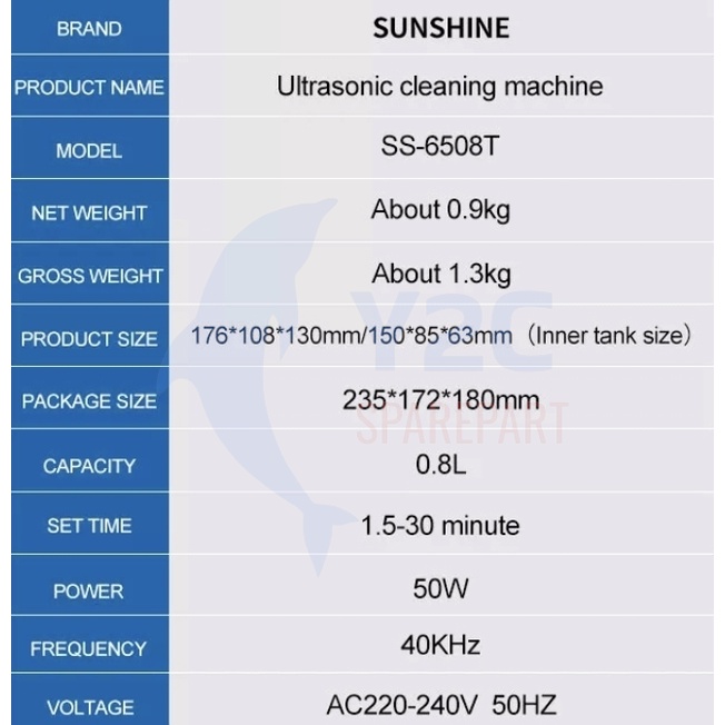 ULTRASONIC CLEANER SUNSHINE SS-6508T / MESIN PEMBERSIH PCB / ALAT SERVIS SERVICE HP LENGKAP TERLENGKAP TERMURAH
