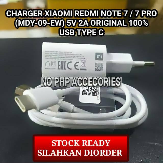 PROMO CHARGER XIAOMI REDMI NOTE 7 / 7 PRO  (MDY-09-EW)  2A 5V  ORIGINAL 100% TYPE C