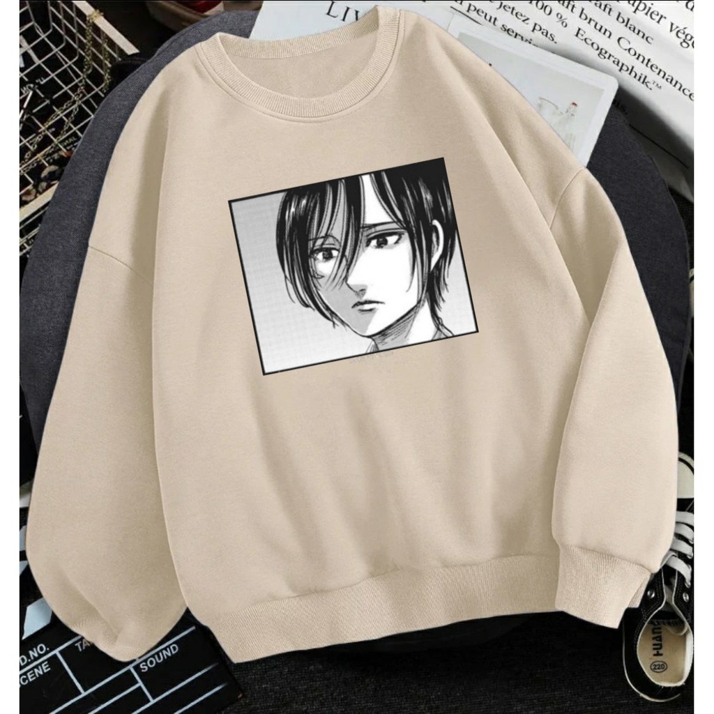 ANIME SWEATER MIKASA / SWEATER PRIA TEBAL