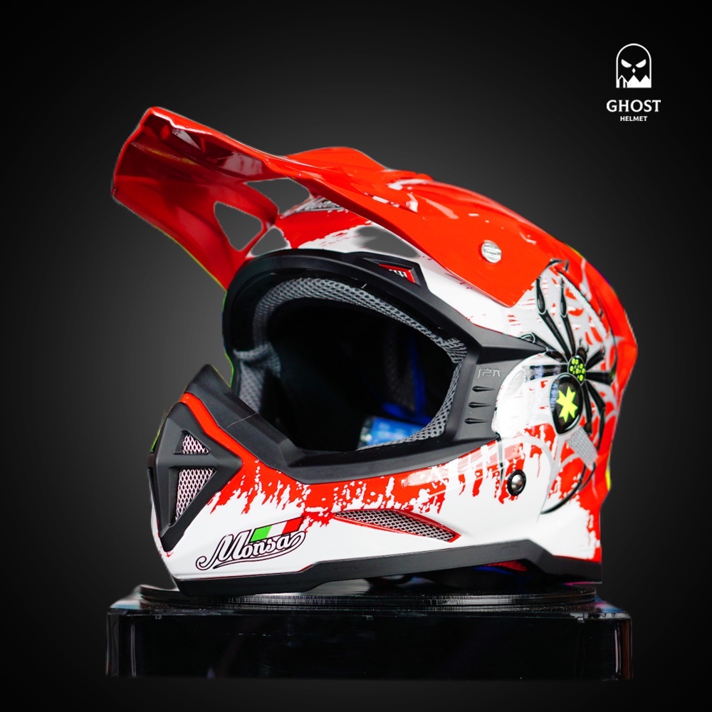 HELM  TRAIL JPN MONSA CROSS MOTIF SPIDER ORIGINAL PREMIUM STANDART SNI SUPERCROSS