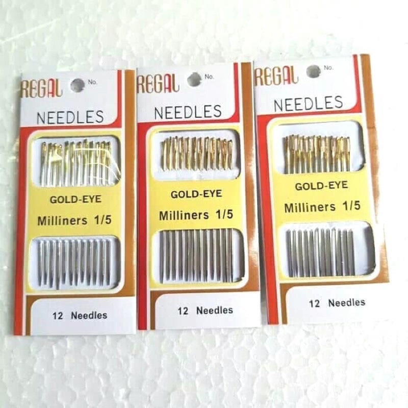 PGC JARUM JAHIT TANGAN REGAL GOLD EYE MILINERS 1/5 isi 12pcs / REGAL 12 NEEDLES