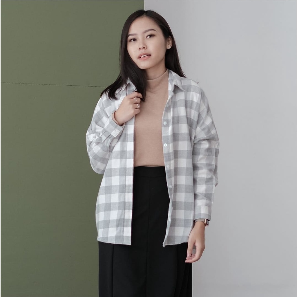 BEFAST - ZEC OOTD Wanita Kemeja KIOZ / Kemeja Flanel / Kemeja Wanita Terbaru / Kemeja Kotak-kotak Kekinian / Kemeja OOTD Hits