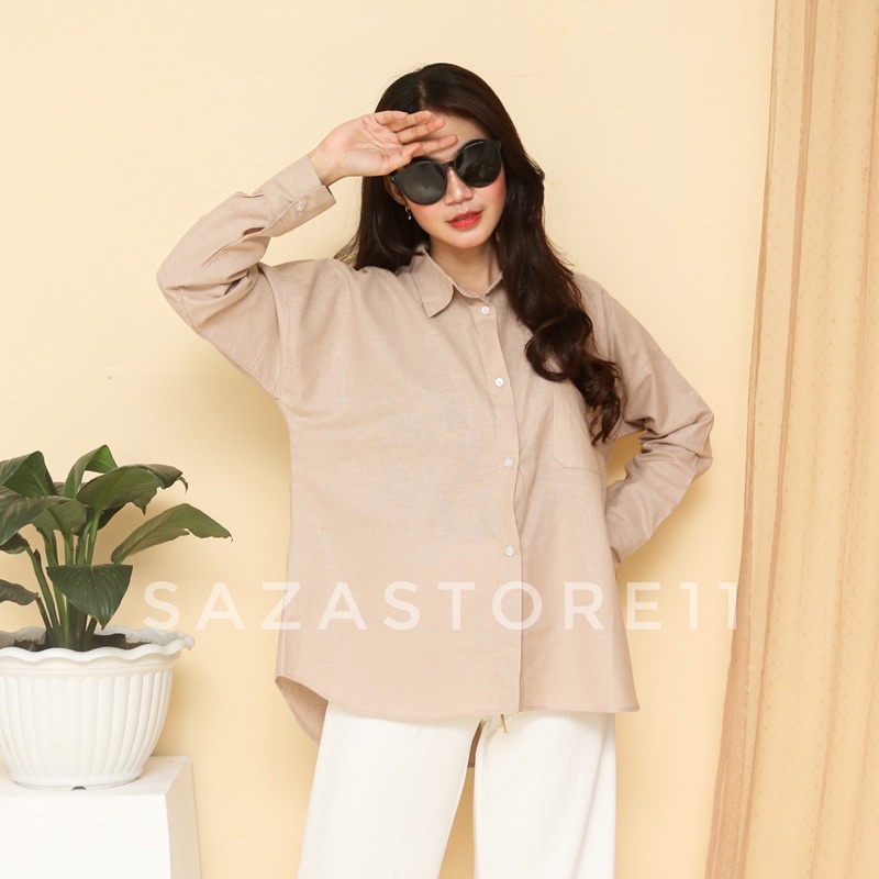 Olivia Shirt Kemeja wanita oversize linen