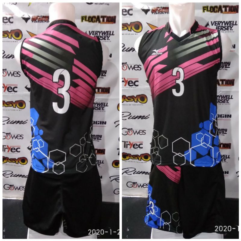 Kostum Baju Voli Kengsi Merk Mizuno Bahan Kaos Volly Tebal Pe Super Singlet Printing Motif Terbaru Shopee Indonesia