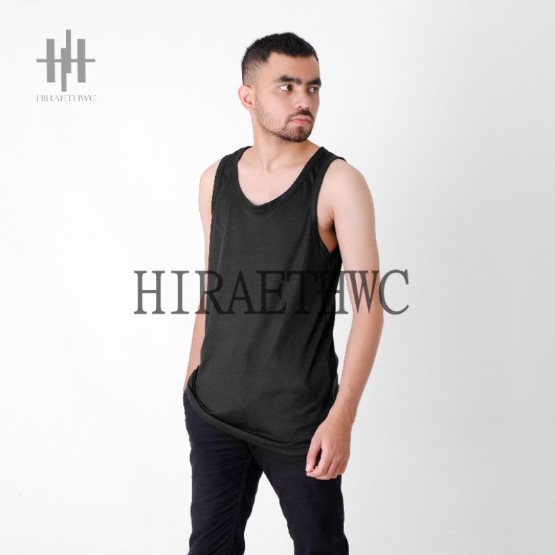 Hiraethwc:Singlet Polos Singlet Hitam Katun Tanktop Pria Wanita Keren Murah Terbaik