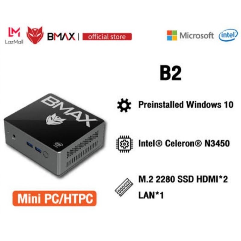 B-M A X B2 Plus Mini PC 8/128GB SSD Intel J4125 4K HDMI Windows 10 Pro