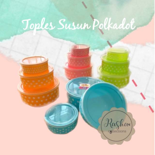Tempat Penyimpanan Makanan Rantang Susun Wadah Makanan Toples Susun Toples Beranak Polkadot