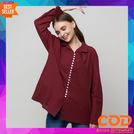 Atasan Wanita Kekinian 2022 Viral Import Atasan Blouse Wanita Baju Ata Monellina 601106 Kemeja Overs