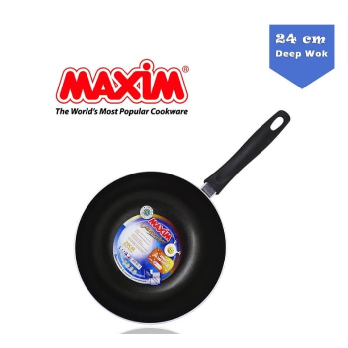 Maxim Valentino Deep Wok 24 CM Non Stick - Panci Wajan Cekung Anti Lengket 24CM Penggorengan