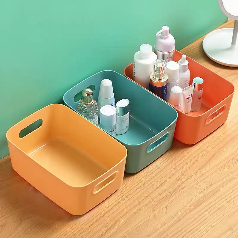 STORAGE BOX ORGANIZER / KOTAK PENYIMPANAN SERBAGUNA / KOTAK SKINCARE / KERANJANG MAKANAN OBAT-OBATAN / BIN ORGANIZER MULTIFUNGSI / WADAH PENYIMPANAN PLASTIK RAPI DENGAN GAGANG MUDAH DIBAWA / TEMPAT BOX STORAGE