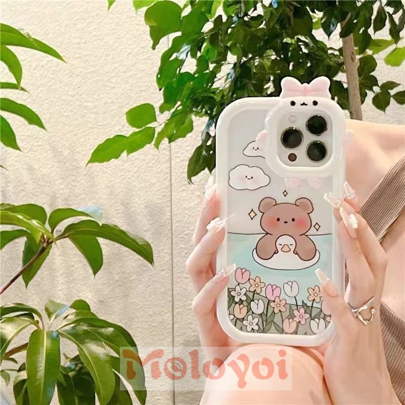 Soft Case Motif Kartun Beruang Berenang Untuk IPhone 7 8 14 Plus XR 11 13 12 14 Pro MAX 6 6S Plus X XS MAX SE 2020