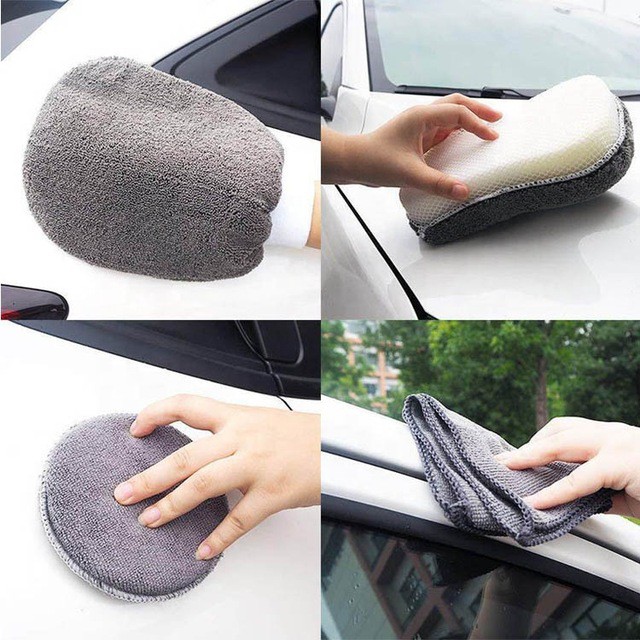 9 Pcs Car Wash Microfiber Set / Kain Lap Cuci Mobil Premium Quality