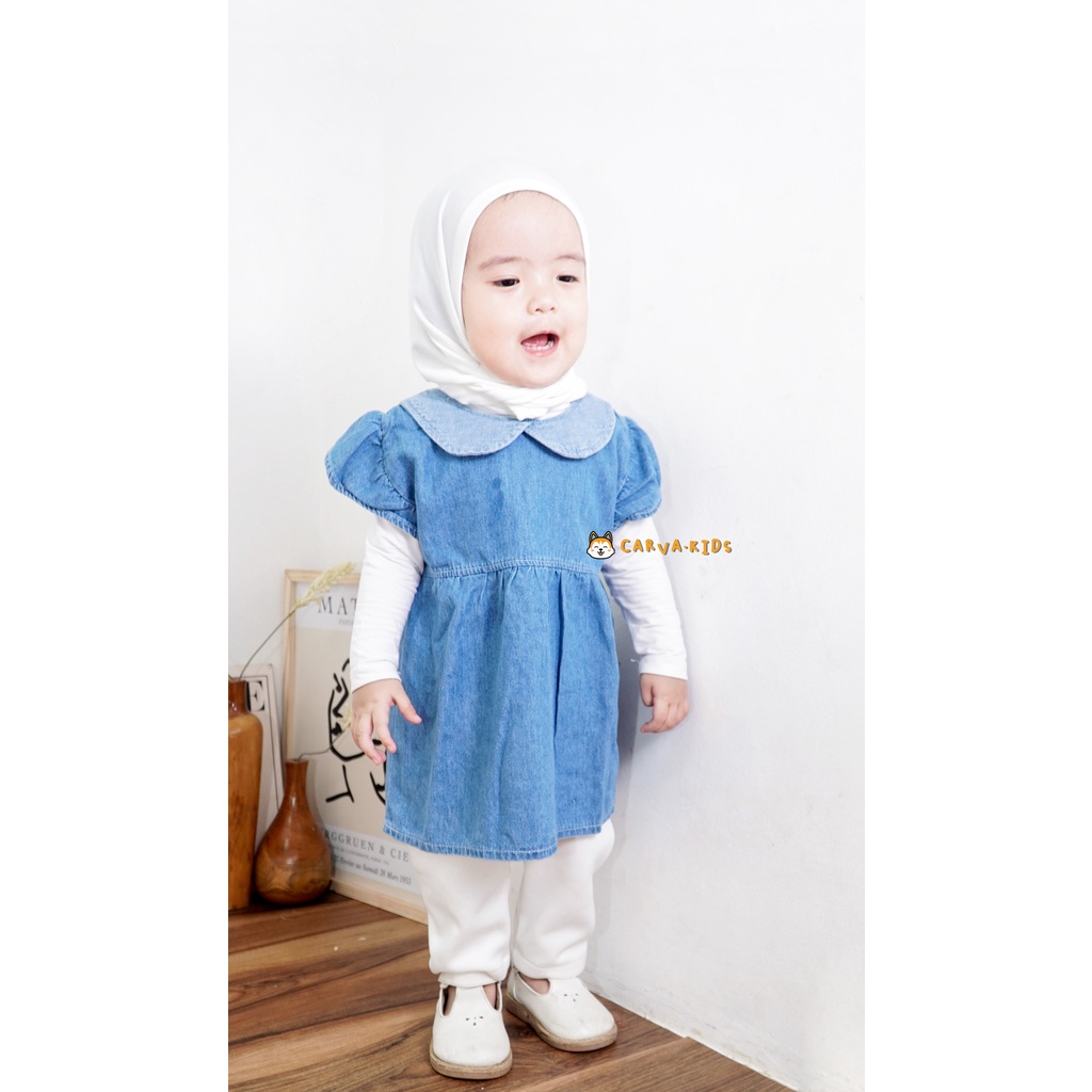 Carva Dress anak atasan anak cewek jeans denim blouse anak jeans original tulip realpict