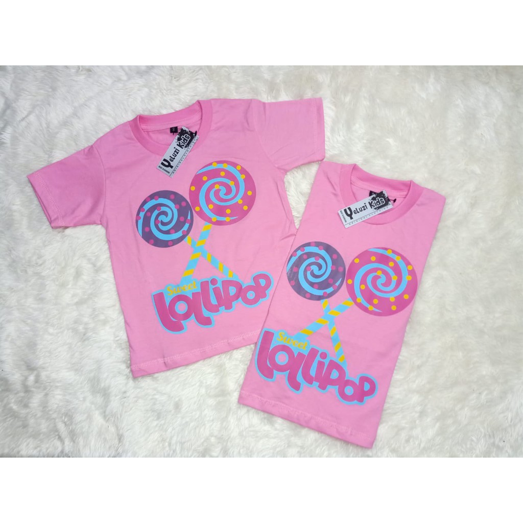 Kaos Baju Atasan anak Cewe, perempuan Lolipop yeluzi