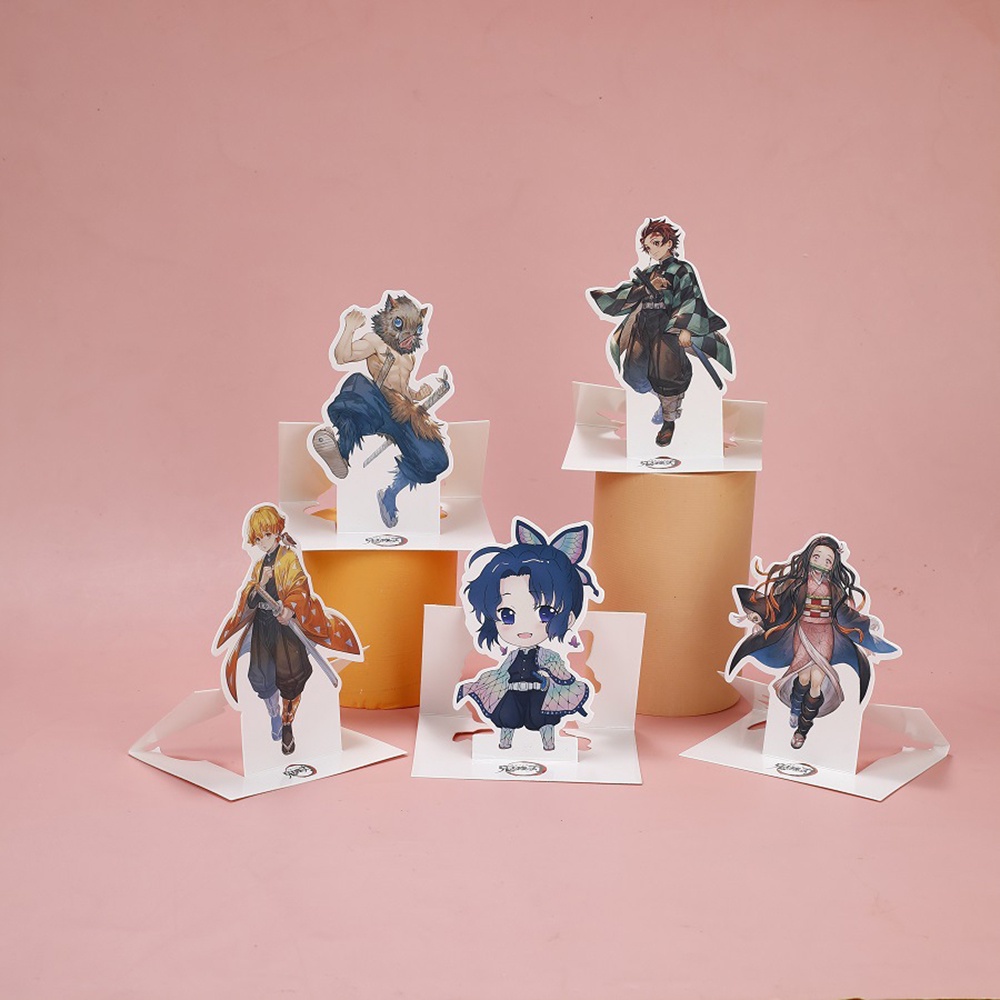 Needway  Kimetsu No Yaiba Paper Card Giyuu Desktop Stand Anime Demon Slayer Kamado Tanjirou Nezuko Action Figures Inosuke Zenitsu Standing Plates