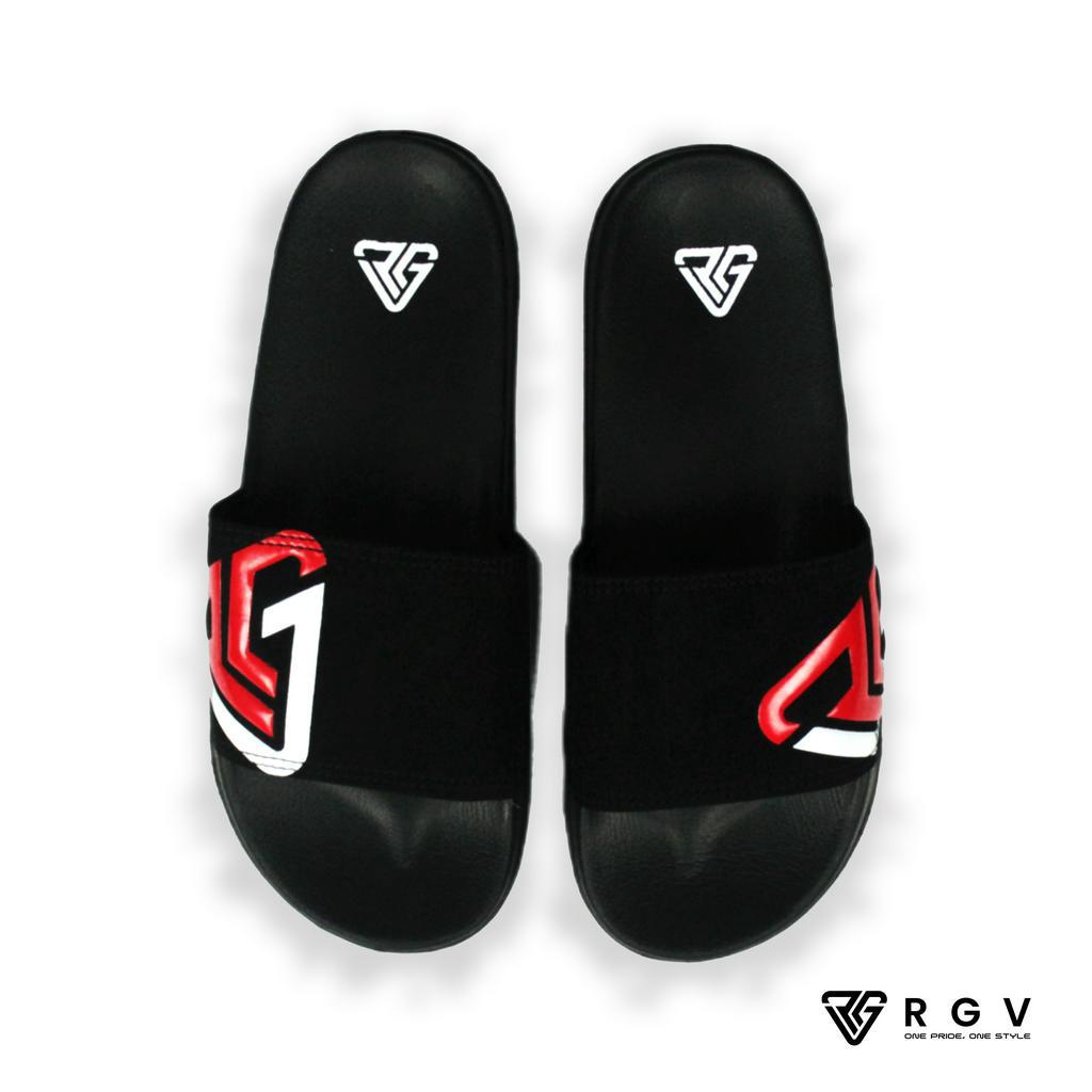 RGV - SANDAL PRIA DAN WANITA SLIDE SLIP ON SENDAL ANTI LICIN RINGAN SELOP RED WHITE LOGO