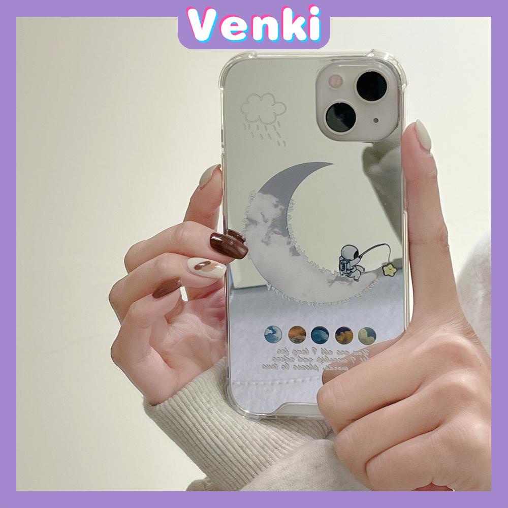 iPhone Case Acrylic HD Mirror Laser Airbag Shockproof Protection Camera Cute Moon Cloud Astronaut Compatible For iPhone 11 iPhone 13 Pro Max iPhone 12 Pro Max iPhone7Plus iPhone xr