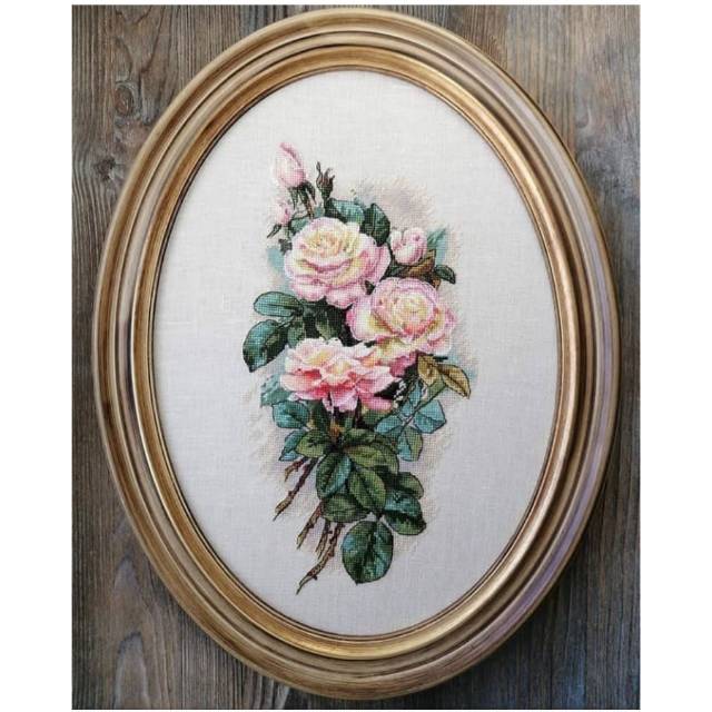 Paket kristik bunga mawar sweet rose pink cross stitch 14ct flower sulam silang jahit sulaman keraji