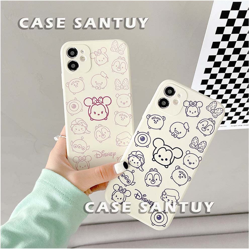 Case Casing REALME C11 C15 C12 C17 C20 C21 C21Y C25 C25S C30 C30S C31 C33 C35 5 5 Pro 6 6i 6s 6 Pro 7i 8 8i 8 9 9i 10 4GPro C1 C2 C3 2 Pro  Soft Case Cartoon Minnie Mickey Square Edge phone back cover