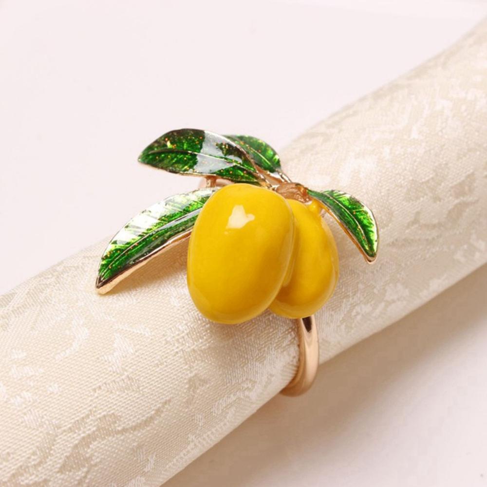 [Elegan] Serbet Cincin1/6PCS Lemon Restoran Pesta Pernikahan Aksesoris Hotel Serbet Gesper