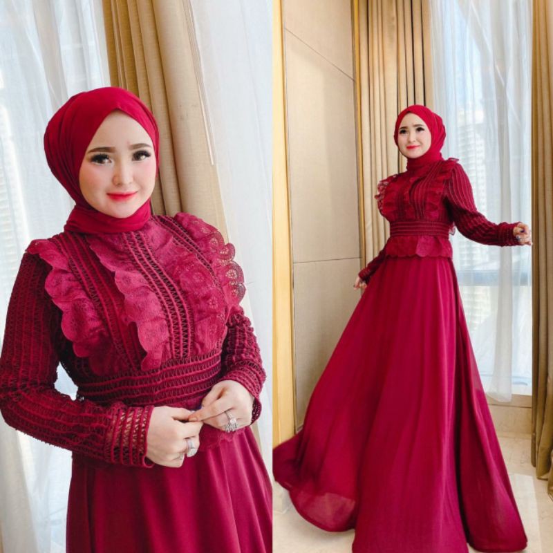 Gamis brukat polos brand shellasaukia