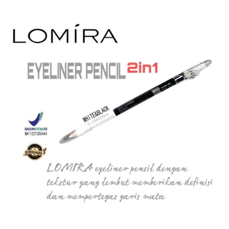 LOMIRA EYELINER PENCIL 2in1 WHITE &amp; BLACK - EYELINER PENCIL LOMIRA - PENSIL