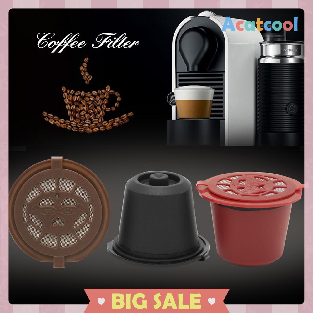 3pcs Refillable Reusable Coffee Capsule Filters for Nespresso Machine