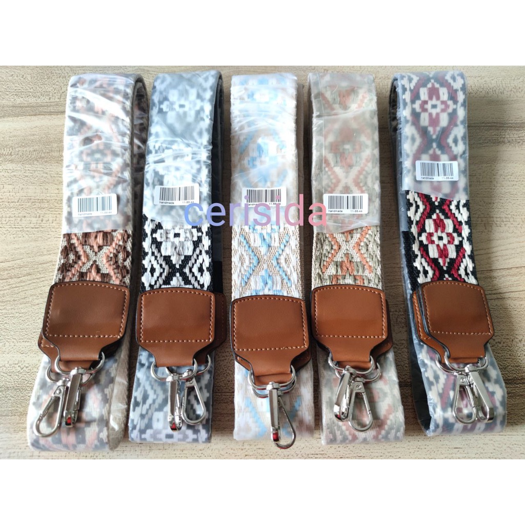 LONGSTRAP/ TALI TAS SLEMPANG /POLIKATUN JAGUARD 5 CM /TERLARIS JAWA TIMUR/MS 5 CM KULIT TAN