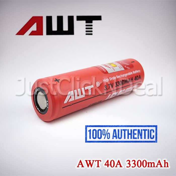 Baterai 18650 AWT Orange 40A 3300mAh Authentic 100% Oten Original Ori