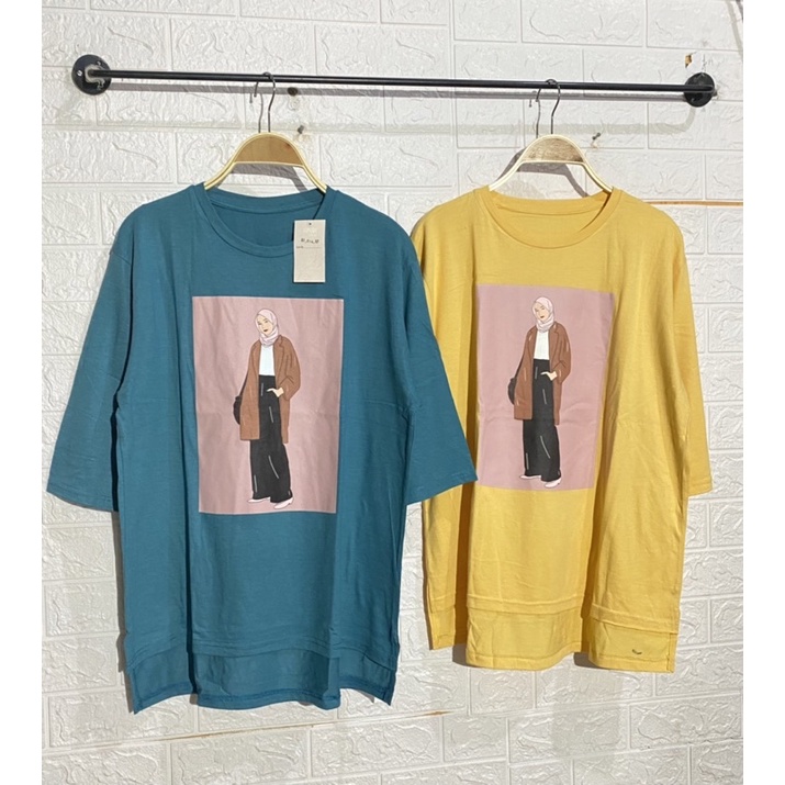 kaos oversize kaos 7/8 kaos siku loose top kaos tumblr bahan kaos import bagian belakang panjang