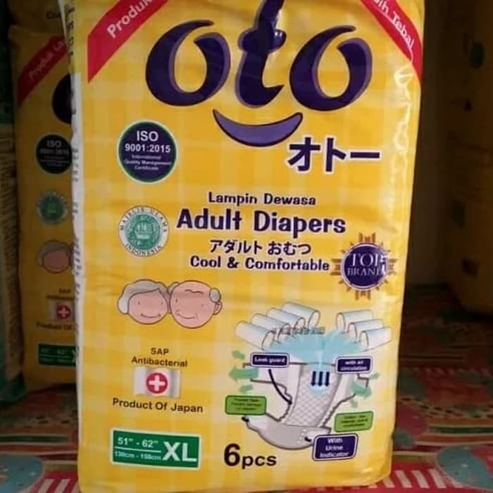 OTO Pampers / Popok Dewasa - Popok Perekat - Popok Orang Tua - Popok Lembut - Pampers UKURAN XL 6PCS