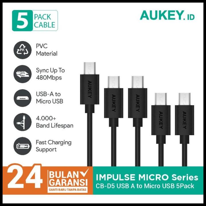 Aukey Cable Micro Usb 2.0 (5Pcs) - 500256