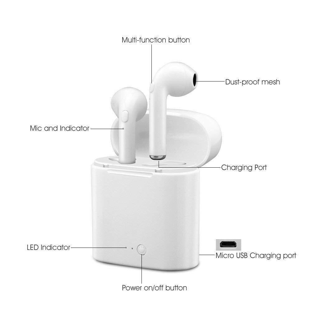 LDS EARPHONE BLUETOOTH i7S TWS WITH CHARGER CASE / HEADSET BLUETOOTH IMPORT / AIRPOD WIRELESS--