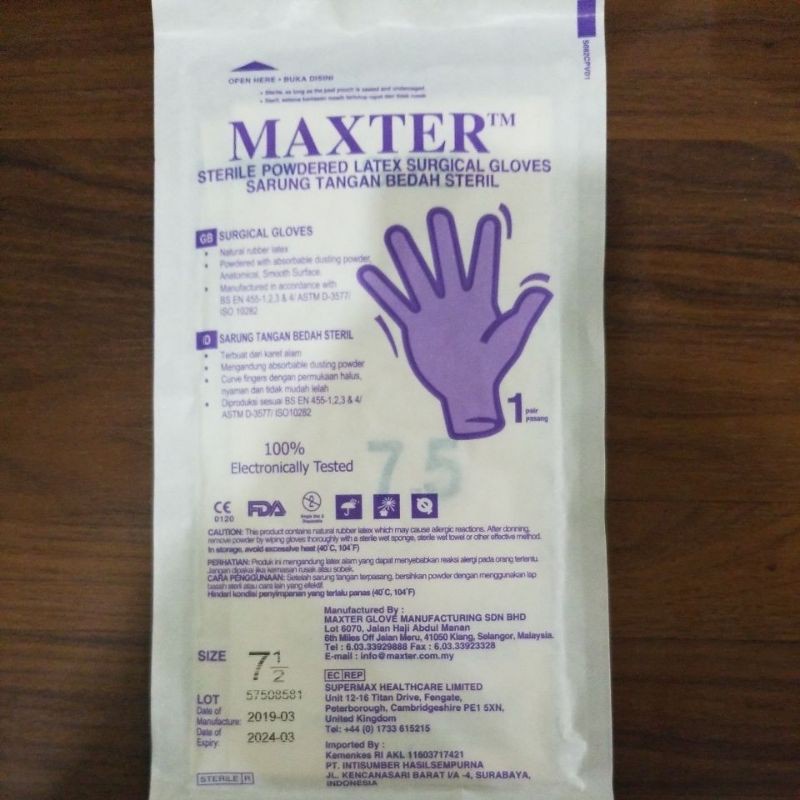 handscun maxter sterile ukuran 7