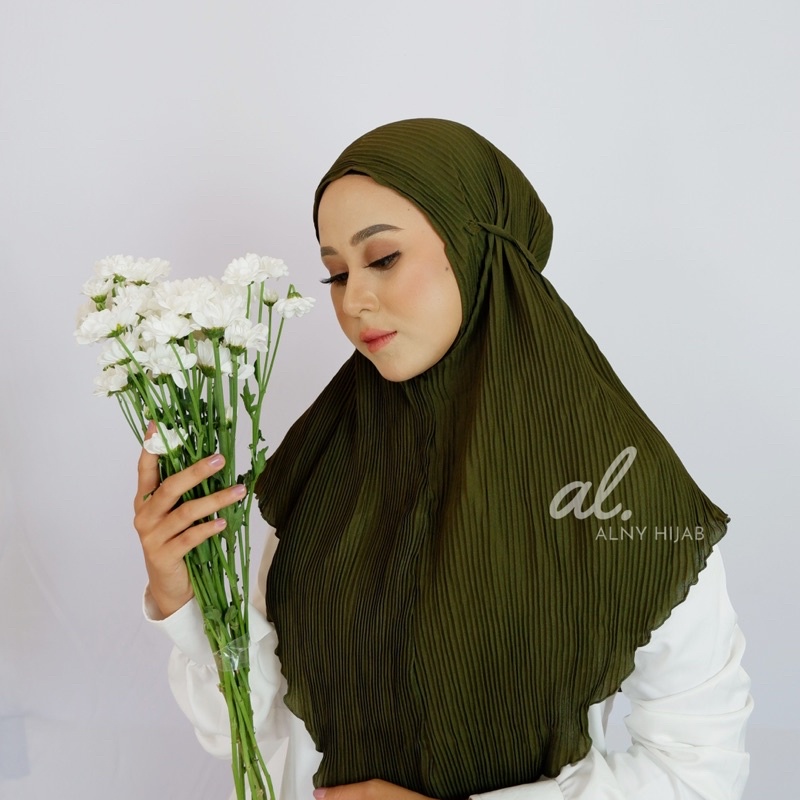 Alny Hijab - Hijab Instan Bergo Maryam Tali Full Plisket/Bergo Plisket Full/Bergo Maryam Tali Plisket