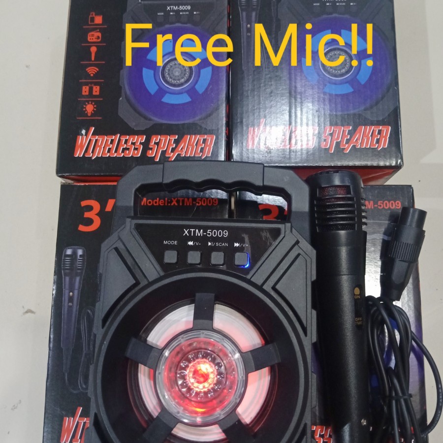 COD SPEAKER WIRELESS BLUETOOTH PROTABLE XTM-5009 PLUS MIC KARAOKE X-BASS / SPEAKER SALON AKTIF XTM-5009 SPEAKER KARAOKE