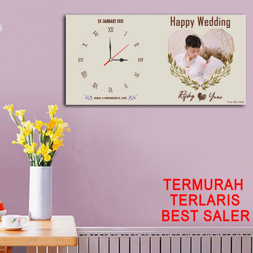 JAM DINDING CUSTOM UNIK KADO WEDDING ULANG TAHUN WISUDA GRADUATION KADO VALENTIN CETAK FOTO PRIBADI-1