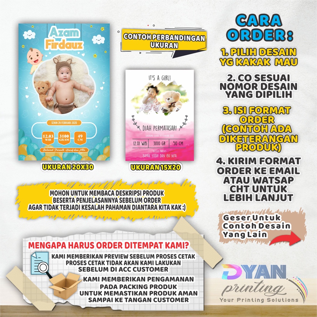 WALLDECOR/HIASAN DINDING BIODATA BAYI &amp; ANAK CUSTOM,BISA COD /BAYAR DITEMPAT