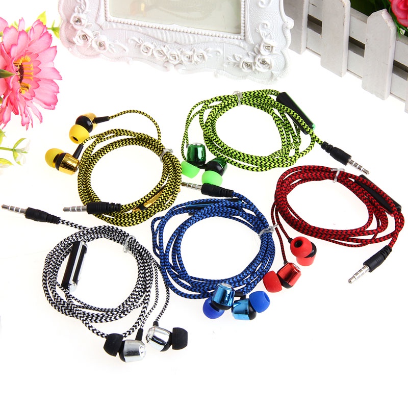 Zzz Earphone Headphone In-Ear 3.5mm Dengan Mic Braided Headset Untuk Telepon New