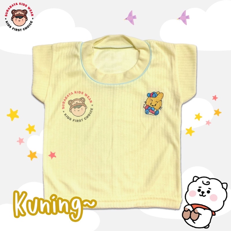 Atasan Kaos Oblong Anak Laki - Laki dan Perempuan Motif Salur Polos Warna