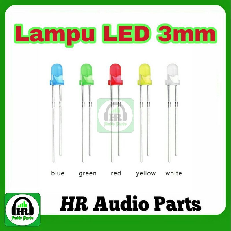 Led 3mm 3 mm Lampu LED Warna Biasa Merah Kuning Hijau Red Yellow Green